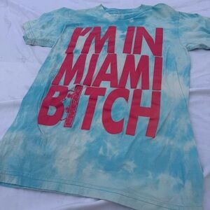 Custom Reverse Tie Dye Party Rock “I’m In Miami B@&’c” Tee | S | One of One